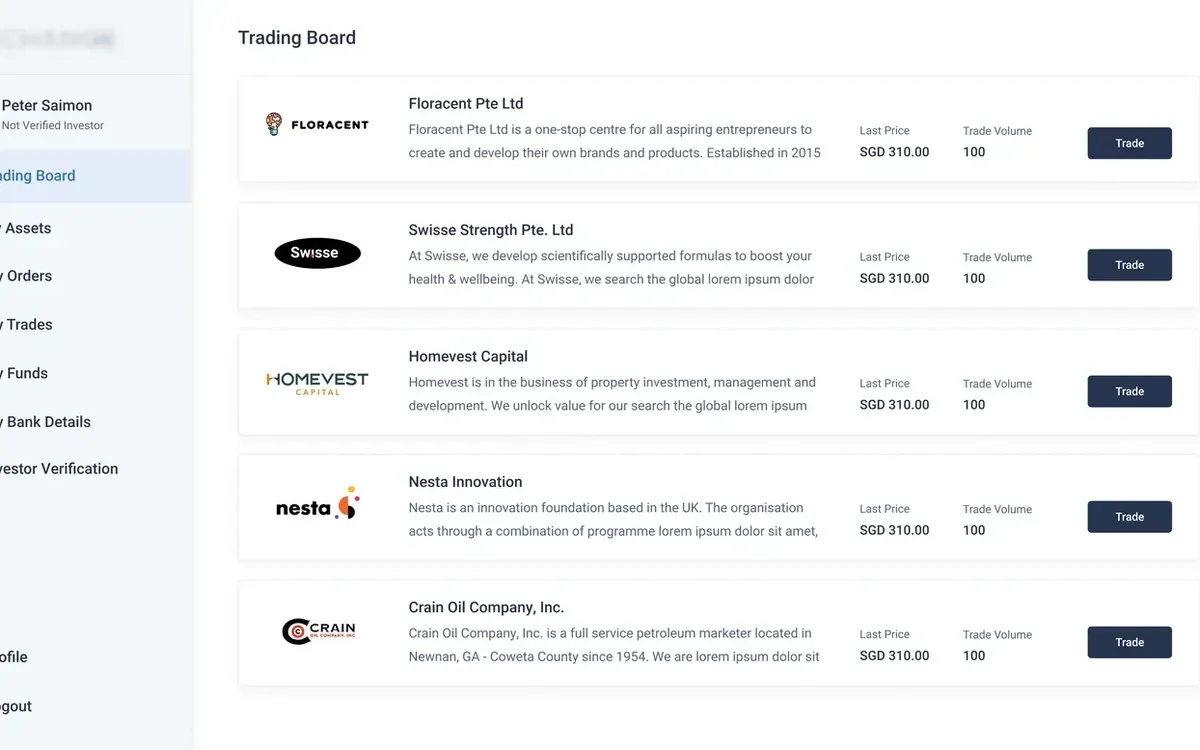 1Exchange trading board