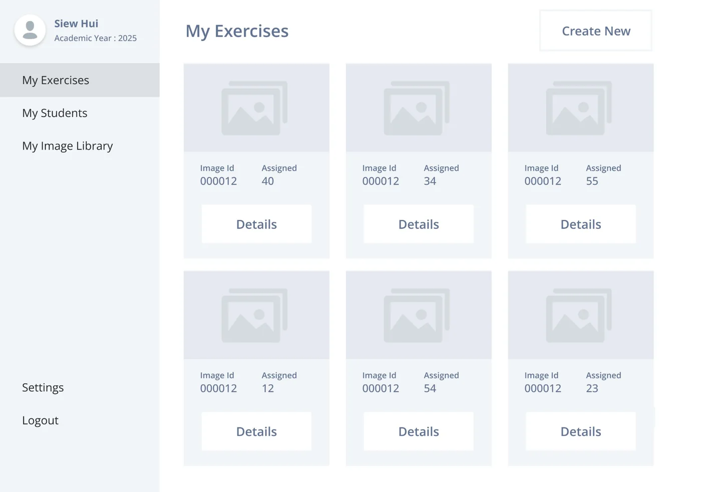Low-fidelity wireframe 02: My exercises