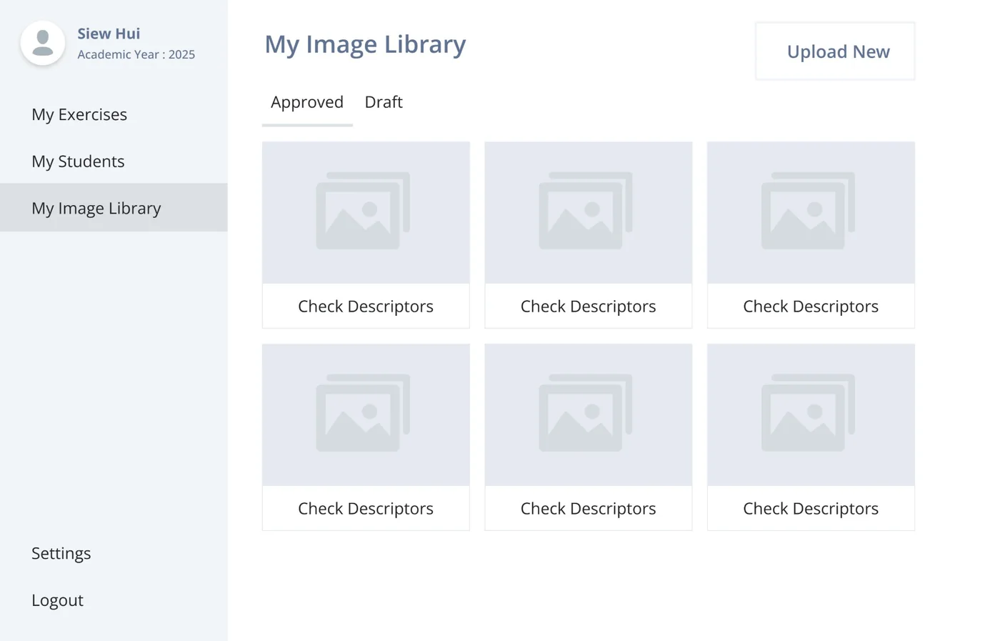 Low-fidelity wireframe 10: My image library
