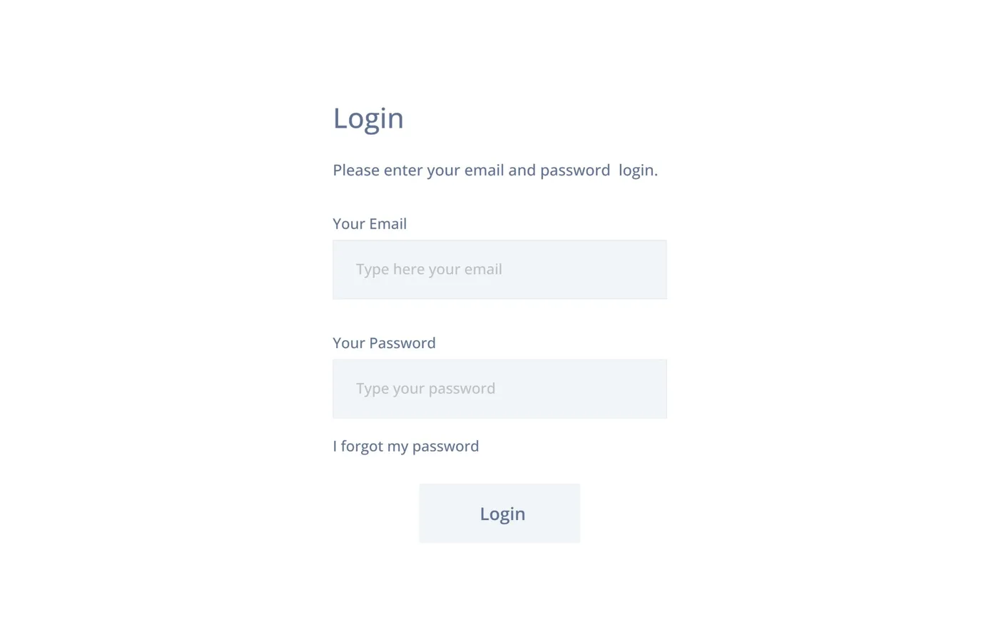 Low-fidelity wireframe 01: Login with email and password