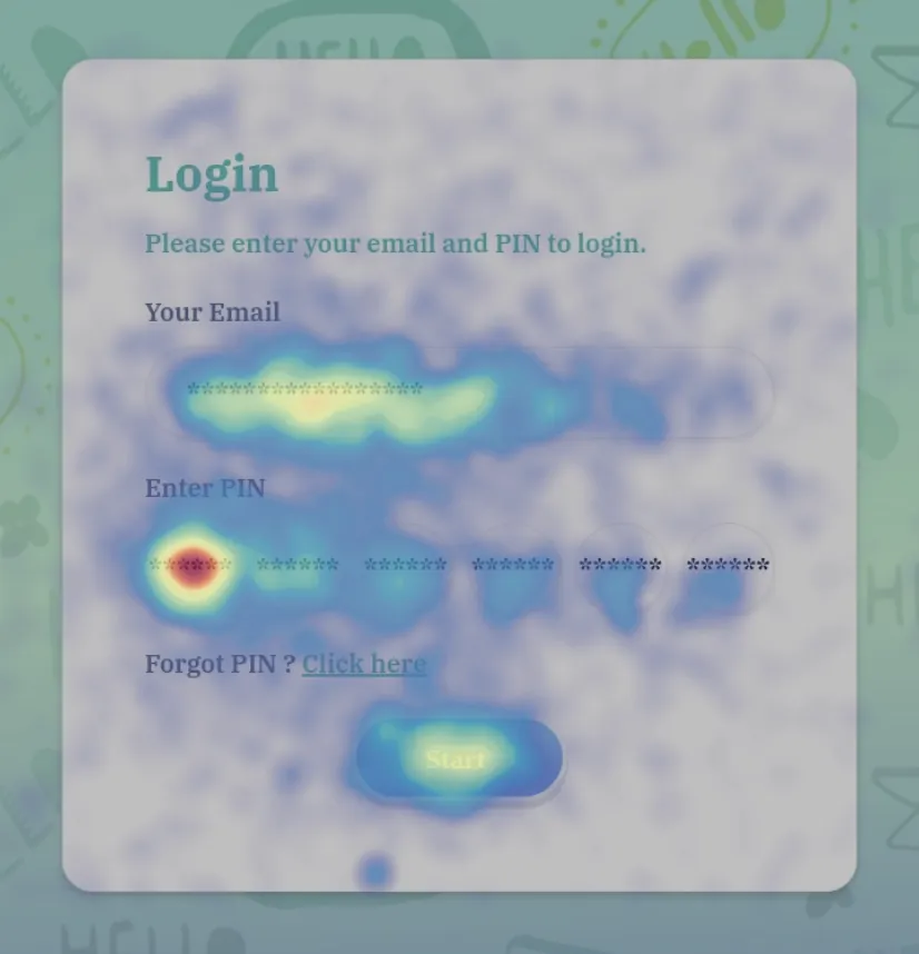 Login: the heatmap shows students signing in without trouble.