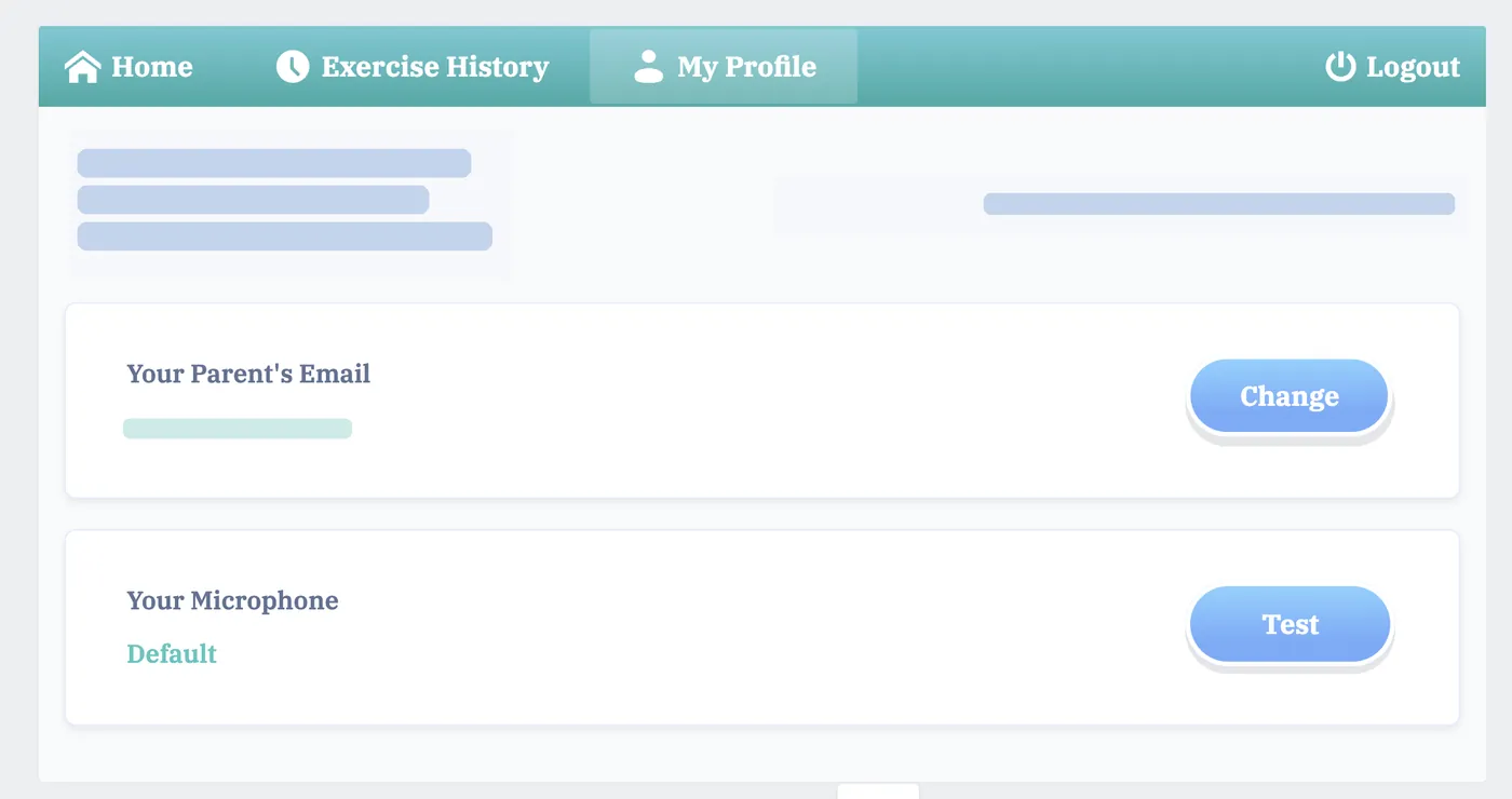 My Profile: a long name broke across three lines.