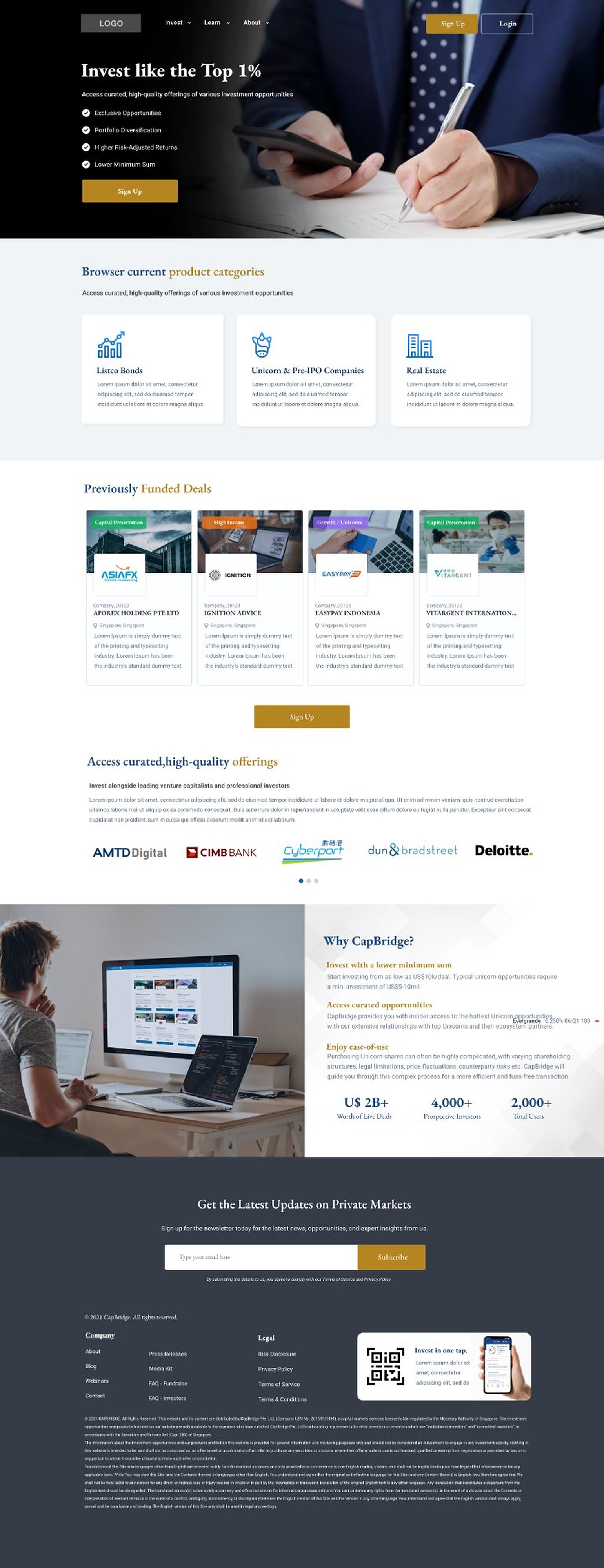 CapBridge landing page: an 