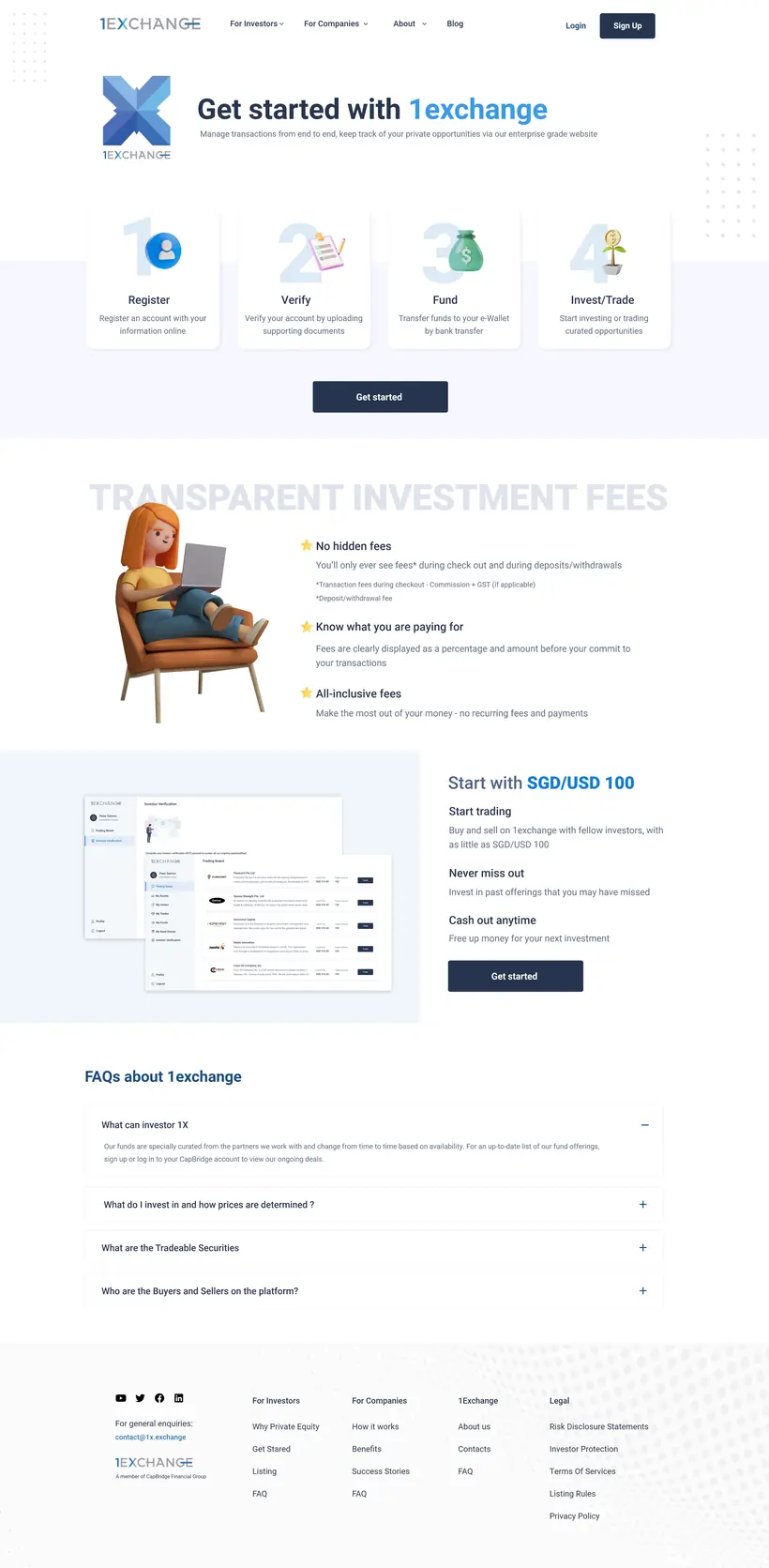 1Exchange Get Started page design